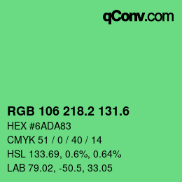 カラーコード: RGB 106 218.2 131.6 | qconv.com