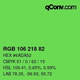 カラーコード: RGB 106 218 82 | qconv.com