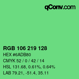 Color code: RGB 106 219 128 | qconv.com