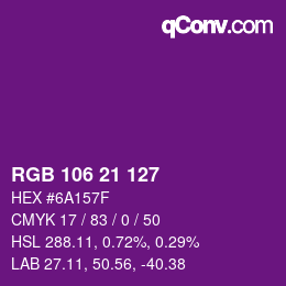 颜色代码: RGB 106 21 127 | qconv.com