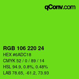 Farbcode: RGB 106 220 24 | qconv.com