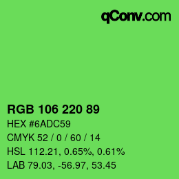 カラーコード: RGB 106 220 89 | qconv.com