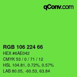 颜色代码: RGB 106 224 66 | qconv.com