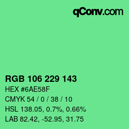 カラーコード: RGB 106 229 143 | qconv.com