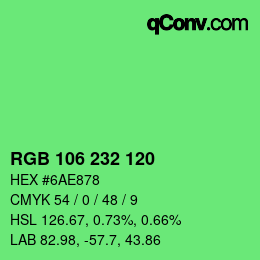Color code: RGB 106 232 120 | qconv.com