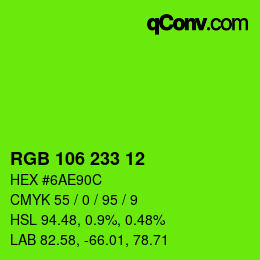 カラーコード: RGB 106 233 12 | qconv.com