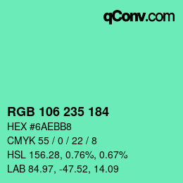 Color code: RGB 106 235 184 | qconv.com
