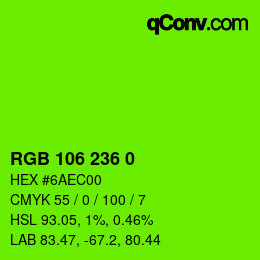 颜色代码: RGB 106 236 0 | qconv.com