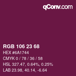 Color code: RGB 106 23 68 | qconv.com