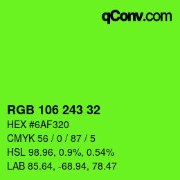 Color code: RGB 106 243 32 | qconv.com