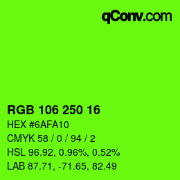 Color code: RGB 106 250 16 | qconv.com