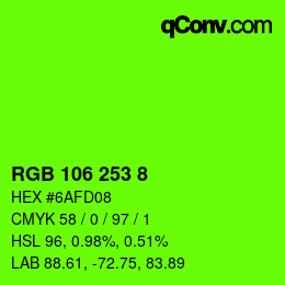 颜色代码: RGB 106 253 8 | qconv.com