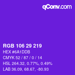 Color code: RGB 106 29 219 | qconv.com