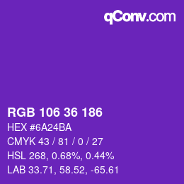 颜色代码: RGB 106 36 186 | qconv.com
