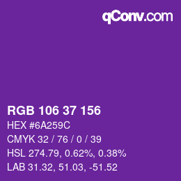 Color code: RGB 106 37 156 | qconv.com