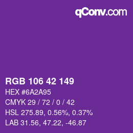 カラーコード: RGB 106 42 149 | qconv.com