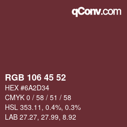 Código de color: RGB 106 45 52 | qconv.com