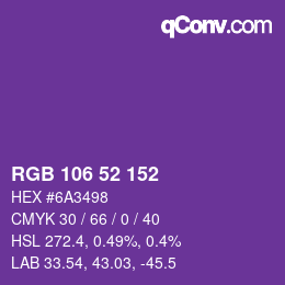 Color code: RGB 106 52 152 | qconv.com