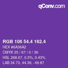 カラーコード: RGB 106 54.4 162.4 | qconv.com