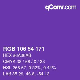 Código de color: RGB 106 54 171 | qconv.com