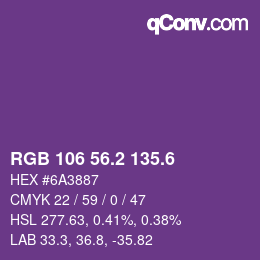 カラーコード: RGB 106 56.2 135.6 | qconv.com