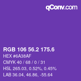 カラーコード: RGB 106 56.2 175.6 | qconv.com