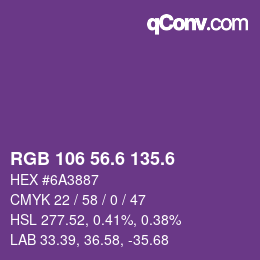 カラーコード: RGB 106 56.6 135.6 | qconv.com