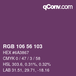 カラーコード: RGB 106 56 103 | qconv.com