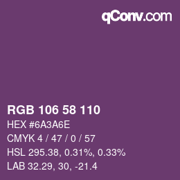カラーコード: RGB 106 58 110 | qconv.com