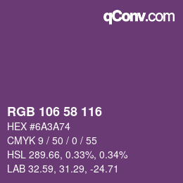 Código de color: RGB 106 58 116 | qconv.com