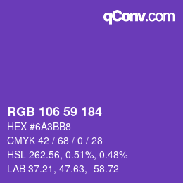カラーコード: RGB 106 59 184 | qconv.com
