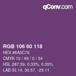 カラーコード: RGB 106 60 118 | qconv.com