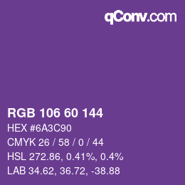 颜色代码: RGB 106 60 144 | qconv.com