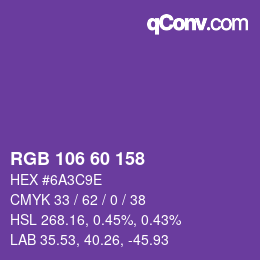 カラーコード: RGB 106 60 158 | qconv.com