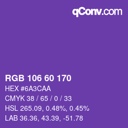 颜色代码: RGB 106 60 170 | qconv.com