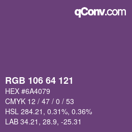 Código de color: RGB 106 64 121 | qconv.com