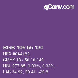 Color code: RGB 106 65 130 | qconv.com
