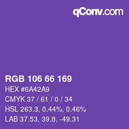 Color code: RGB 106 66 169 | qconv.com