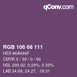 Código de color: RGB 106 68 111 | qconv.com