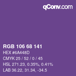 颜色代码: RGB 106 68 141 | qconv.com