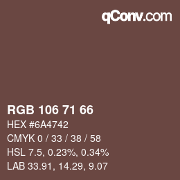 Código de color: RGB 106 71 66 | qconv.com