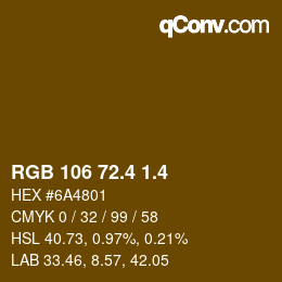 カラーコード: RGB 106 72.4 1.4 | qconv.com