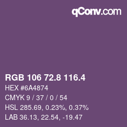 カラーコード: RGB 106 72.8 116.4 | qconv.com