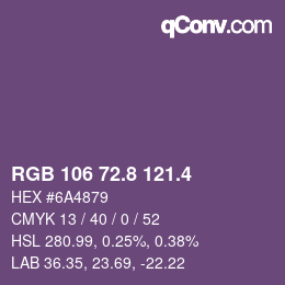 カラーコード: RGB 106 72.8 121.4 | qconv.com