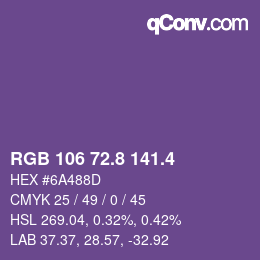 カラーコード: RGB 106 72.8 141.4 | qconv.com