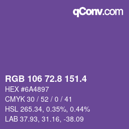カラーコード: RGB 106 72.8 151.4 | qconv.com