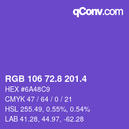 カラーコード: RGB 106 72.8 201.4 | qconv.com