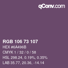 Color code: RGB 106 73 107 | qconv.com