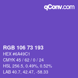 Farbcode: RGB 106 73 193 | qconv.com