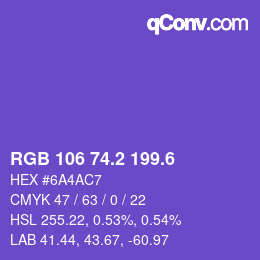 カラーコード: RGB 106 74.2 199.6 | qconv.com